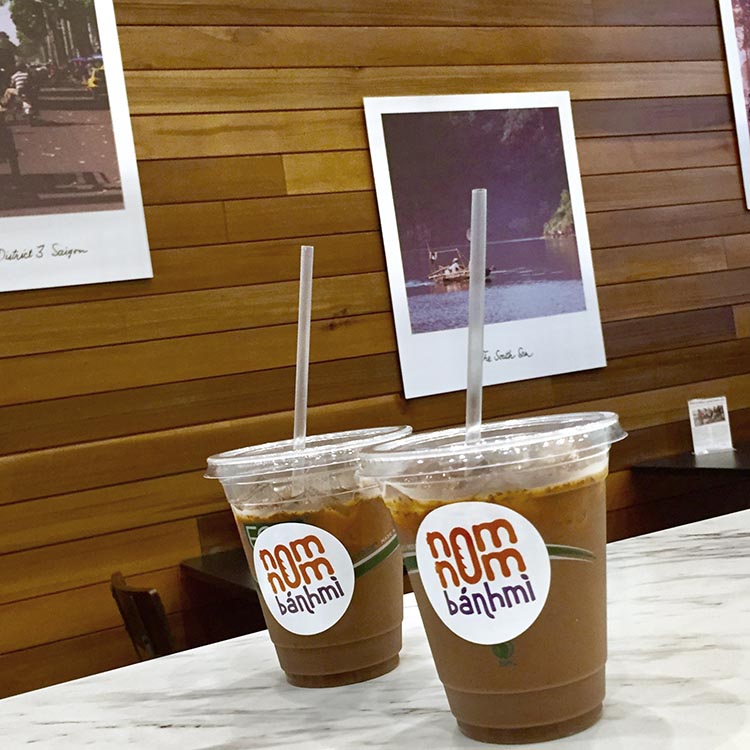 Iced coffee in compostable cups